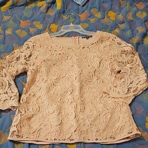 Adrianna Papell Lace Blouse - Peach